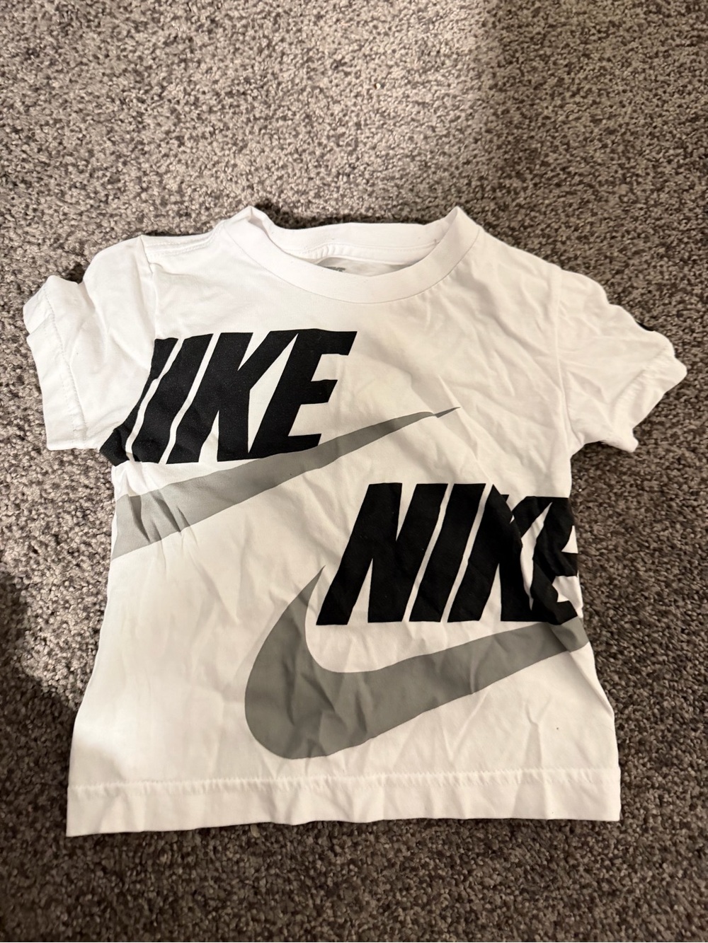 Nike White Short Sleeve Tee with Black & Gray Logo